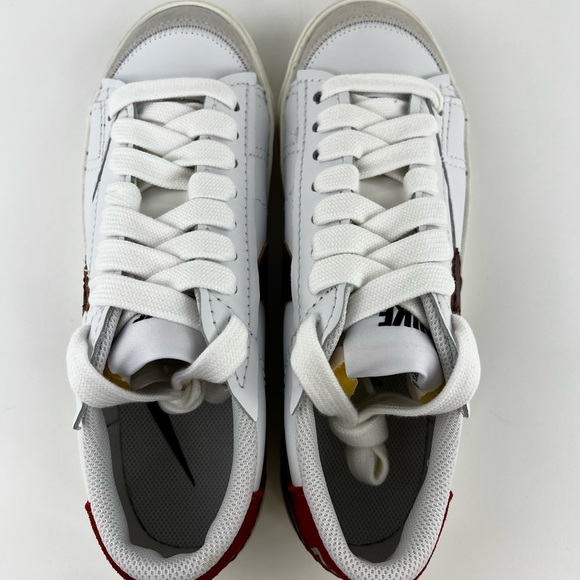 Nike Blazer Low 77 Jumbo Swoosh Women's Sneakers Shoes White Red DQ1470-104 - Picture 8 of 10